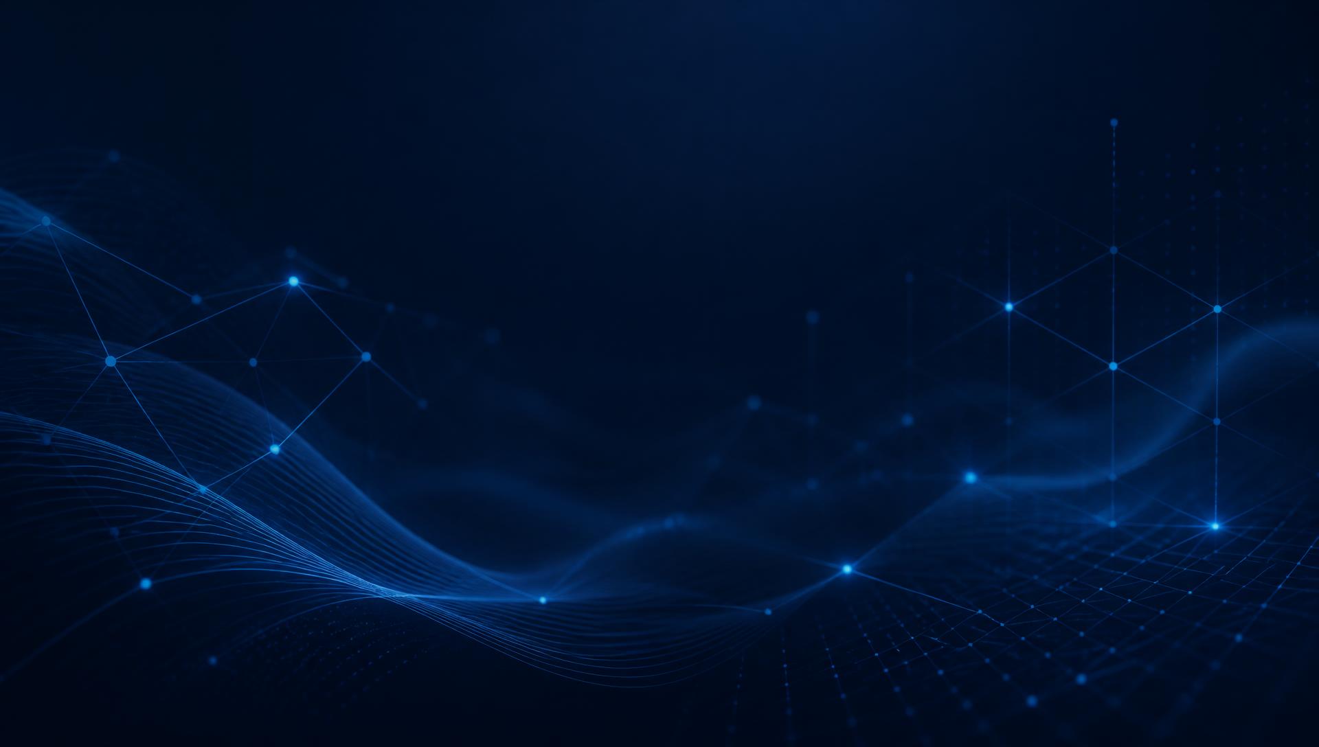 Abstract network visualization representing connected technology systems